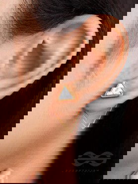 The Golden Marbellous Triangles - Elegant Ear Jackets