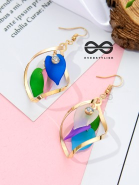 The Petals in a Twist (Multicoloured) - Golden Casual Danglers