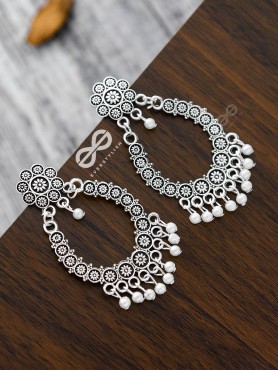 A Floral Intricacy - Oxidised Boho Earrings