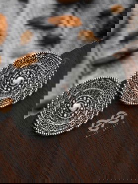 The Intricate Aztec Pattern Studs - Oxidised Boho Earrings