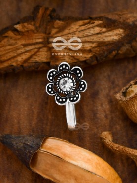 The Floral Delight - Embellished Non-pierced Nosepin (Shimmery White)