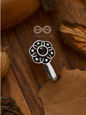 The Flower of Ikigai- Oxidised Non-pierced Nosering(Black)