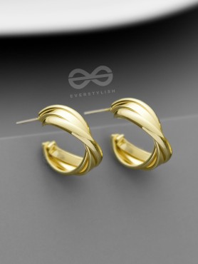 The Techno Twists - Golden Statement Stud hoops