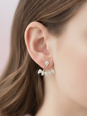 The Arctic Shrub- Golden Rhinestones Ear Jackets