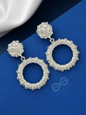 SHIMMERING SOLAR FLARES - SILVER STATEMENT EARRINGS