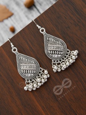The Intricate Droplets - Oxidised Boho Earrings
