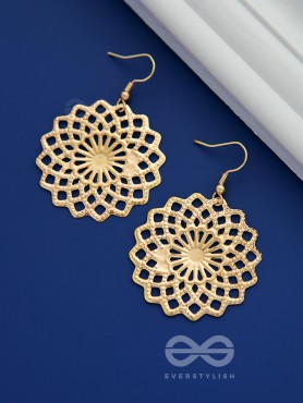The Geometric Graceful Sun - Golden Casual Earrings