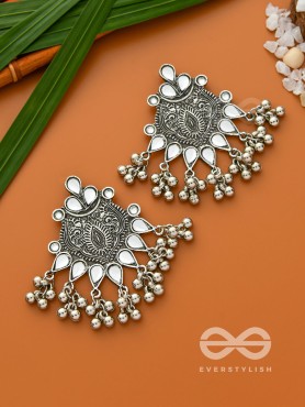 The Boho Artsy Motifs- Embellished Oxidised Earrings