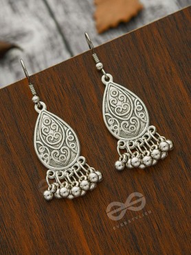 The Intricate Motif Teardrops - Oxidised Boho Earrings