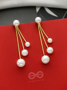 Raining Pearls- Golden Pearl Dangler Earrings