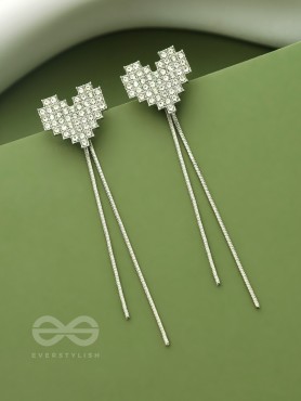 Melting Hearts- Silver Rhinestones Earrings