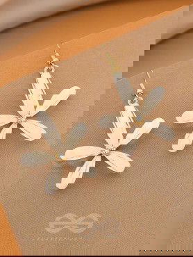 The Budding Blossom- Statement Golden Earrings (Cream White)