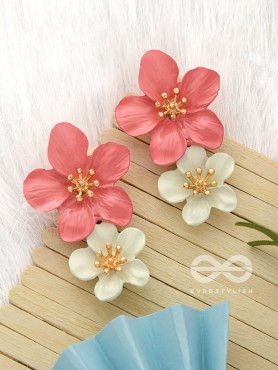 Paired Periwinkles- Statement Acrylic Earrings (Fuscia Pink)