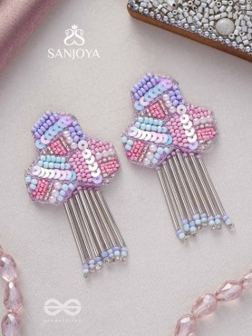 Karutaka - The Clover Leaf - Sequins And Beads Hand Embroidered Earrings (Multicolor)