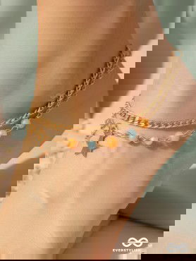 The Lucky Stars-  Golden Beads Layered Anklet