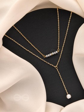 The Drowned Moon- Golden Pearl Layered Necklace With Anti-Tarnish Coating 