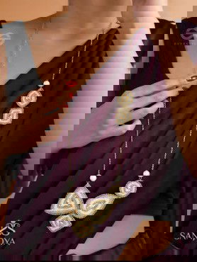 Dwista- The Copper Beauty- Beads And Stones Embroidered Necklace With Anti-Tarnish Coating 