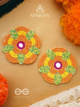 Maneeka- The Beautiful Bloom- Mirror and Resham Embroidered Earrings
