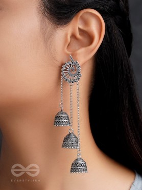 The Dusky Trinity- Oxidised Jhumka Earrings