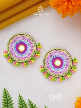 Dhriti- The Mythical Garden- Mirror, Resham and Sequins Embroidered Earrings