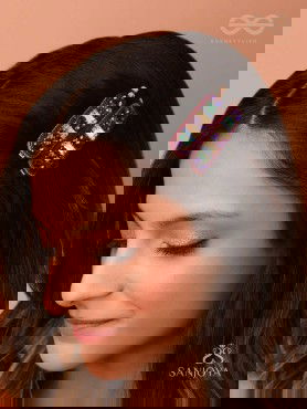 Amaanta- The Night Sky- Stones and Glass Beads Embroidered Hair Clips