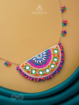 Aatapya - The Bright Sunshine - Mirrors, Resham And Beads Hand Embroidered Neckpiece
