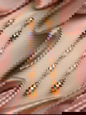 The Blazing Mist- Golden Embellished Earrings