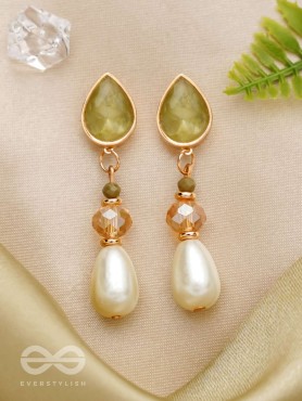 The Misty Leaf- Golden Embellished Earrings