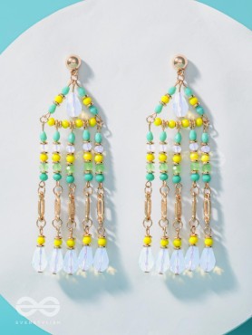 The Gushing Waterfall- Golden Embellished Earrings