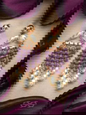 The Violet Paradise- Golden Embellished Pearl Earrings