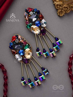 Akshipta - The Beach Treasures - Stones And Beads Hand Embroidered Earrings