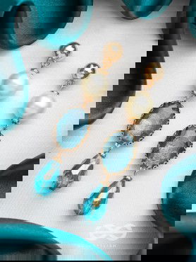 The Azure Allure- Golden Embellished Earrings