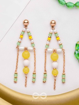 The Glam Chimes- Golden Embellished Earrings