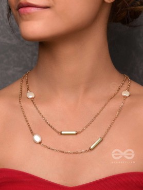 The Evergreen Elegance - Golden Embellished Multilayered Necklace With Anti-Tarnish Coating 