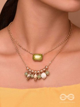 The Earthy Elegance - Green Multilayer Neckpiece With Anti-Tarnish Coating 