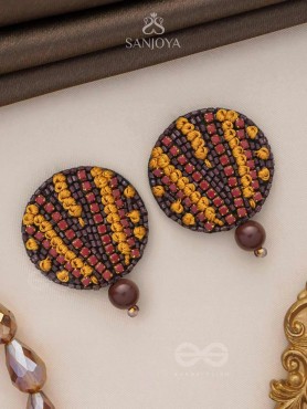 Mrdu - The Soft Nuance - Resham And Cutdana Hand Embroidered Earrings (Brown)