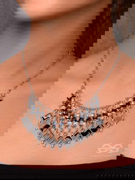 THE MOONLIT BLOOMS- BEADED OXIDISED ENAMELLED NECKLACE