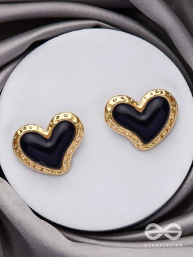 BEATS OF BEAUTY - GOLDEN EMBELLISHED EARRINGS (BLACK)