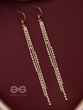 DAZZLING DOWNPOUR - GOLDEN EMBELLISHED EARRINGS