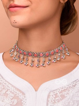 SUNKISSED BLOOM - EMBELLISHED OXIDISED NECKPIECE