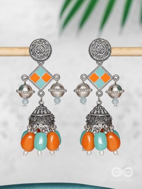 MYSTIC OCEAN SUNDOWN - EMBELLISHED OXIDISED EARRINGS