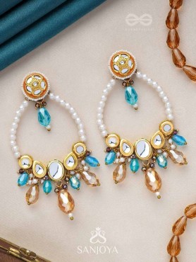 MARICHIKA - THE MIRAGE SPARKLERS - GOLDEN EMBELLISHED POLKI AND KUNDAN STATEMENT EARRINGS