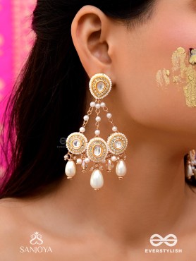 Avadata - Dazzling Giltz N Glamour - Golden Embellished Polki And Kundan Earrings