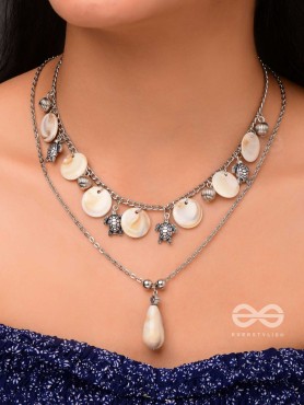 SEASIDE SECRETS - OXIDISED EMBELLISHED MULTILAYER NECKPIECE