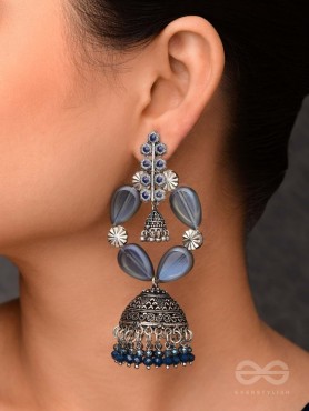 Mystical Skylight - Statement Oxidised Jhumka Earrings