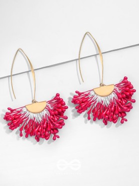 FREE SPIRIT SYMPHONY - GOLDEN EMBELLISHED EARRINGS (RED)