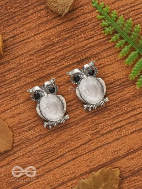 The Little Embellished Owls- Tiny Trinket Earrings(Gray)