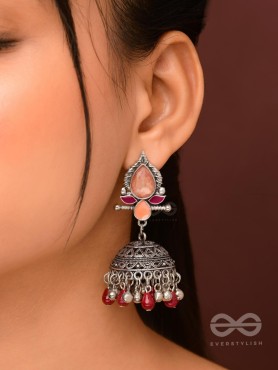 The Shades of Love - Enamelled Oxidised Jhumka Earrings