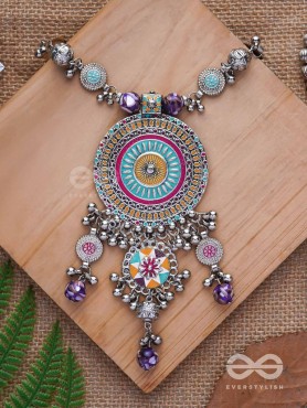 The Hypnotising Circles- Enamelled Oxidised Neckpiece