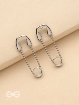 Pin It Up - Statement  Silver Earrings